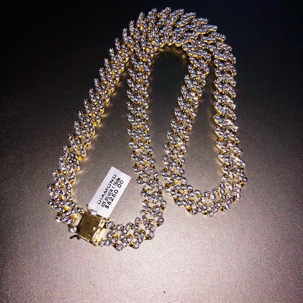 10k gold REAL DIAMOND Cuban link chain FREE posh authenticate service NOT FAKE! - Picture 8 of 12